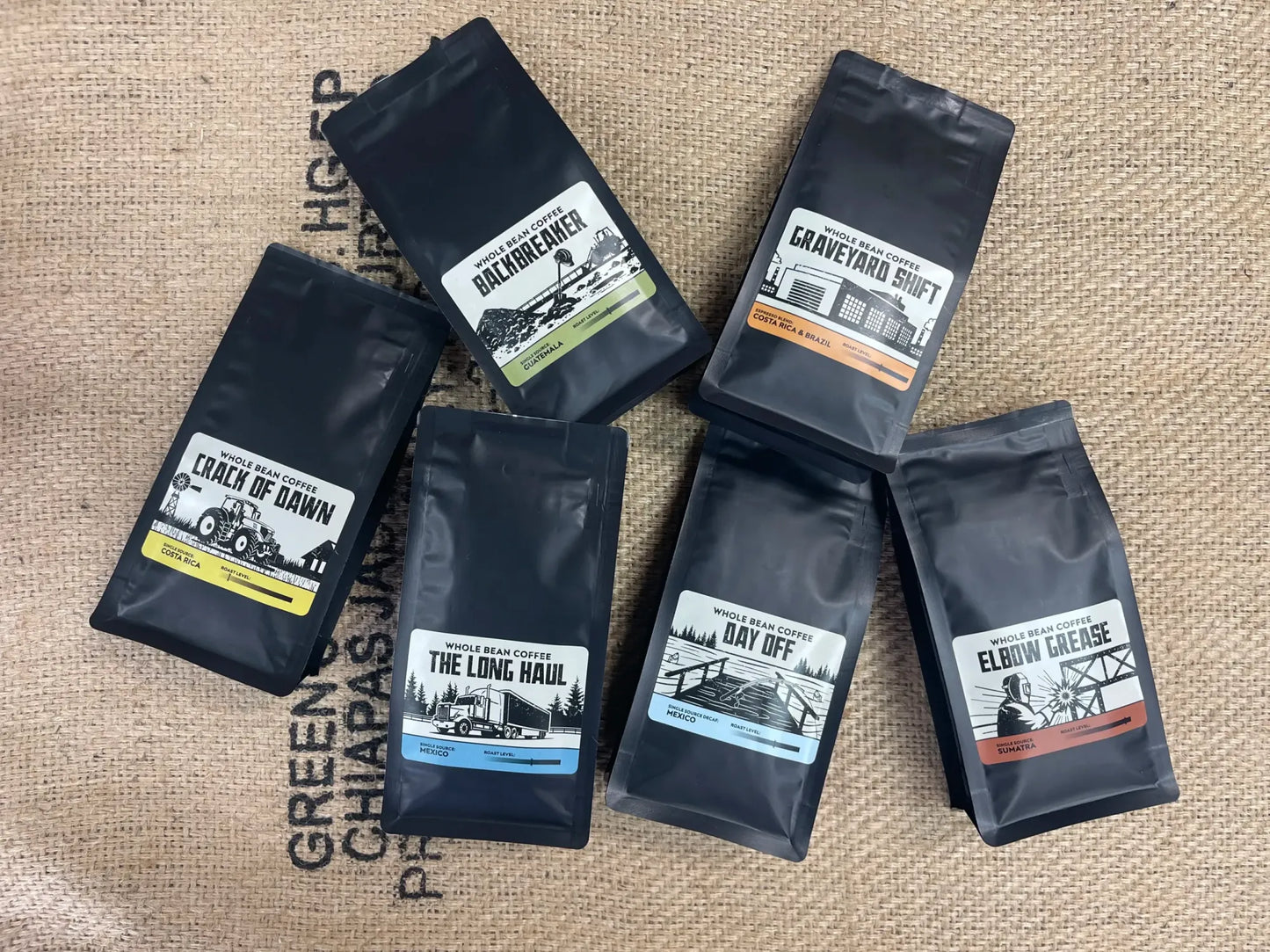 True Grind Six Pack sampler pack 4 oz bags.
