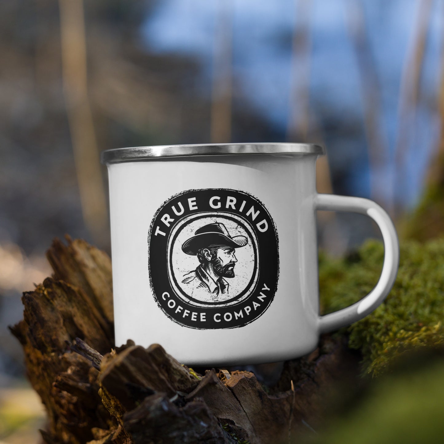 Enamel Mug featuring True Grind Coffee Co logo