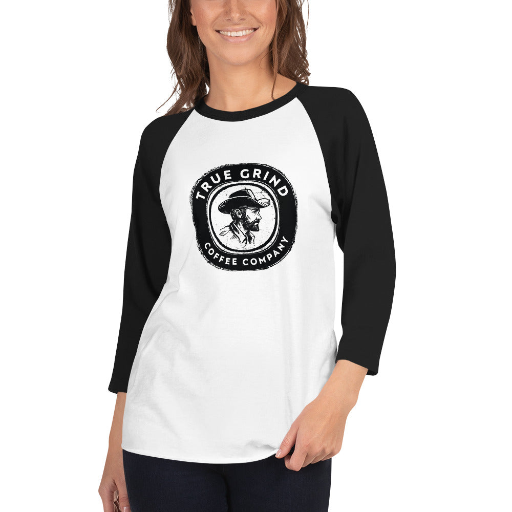 3/4 sleeve raglan shirt featuring True Grind Coffee Co logo