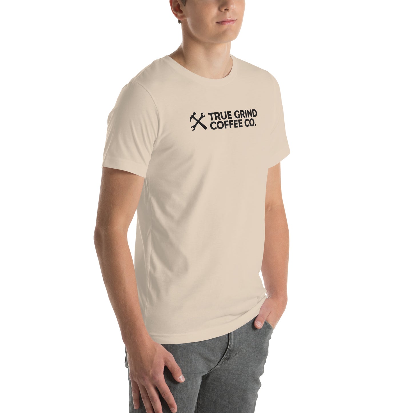 Unisex t-shirt featuring True Grind Coffee Co logo