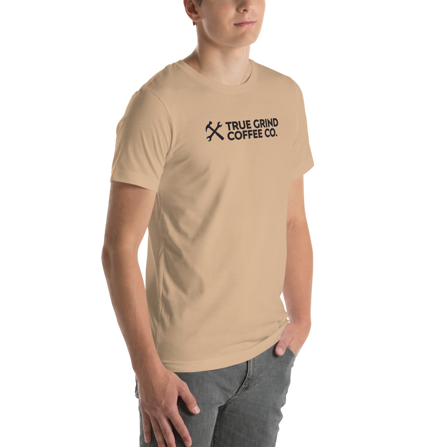 Unisex t-shirt featuring True Grind Coffee Co logo