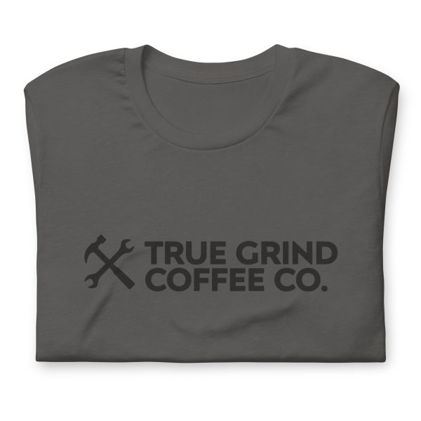 Front view of a T-shirt featuring the True Grind Coffee Co. logo.